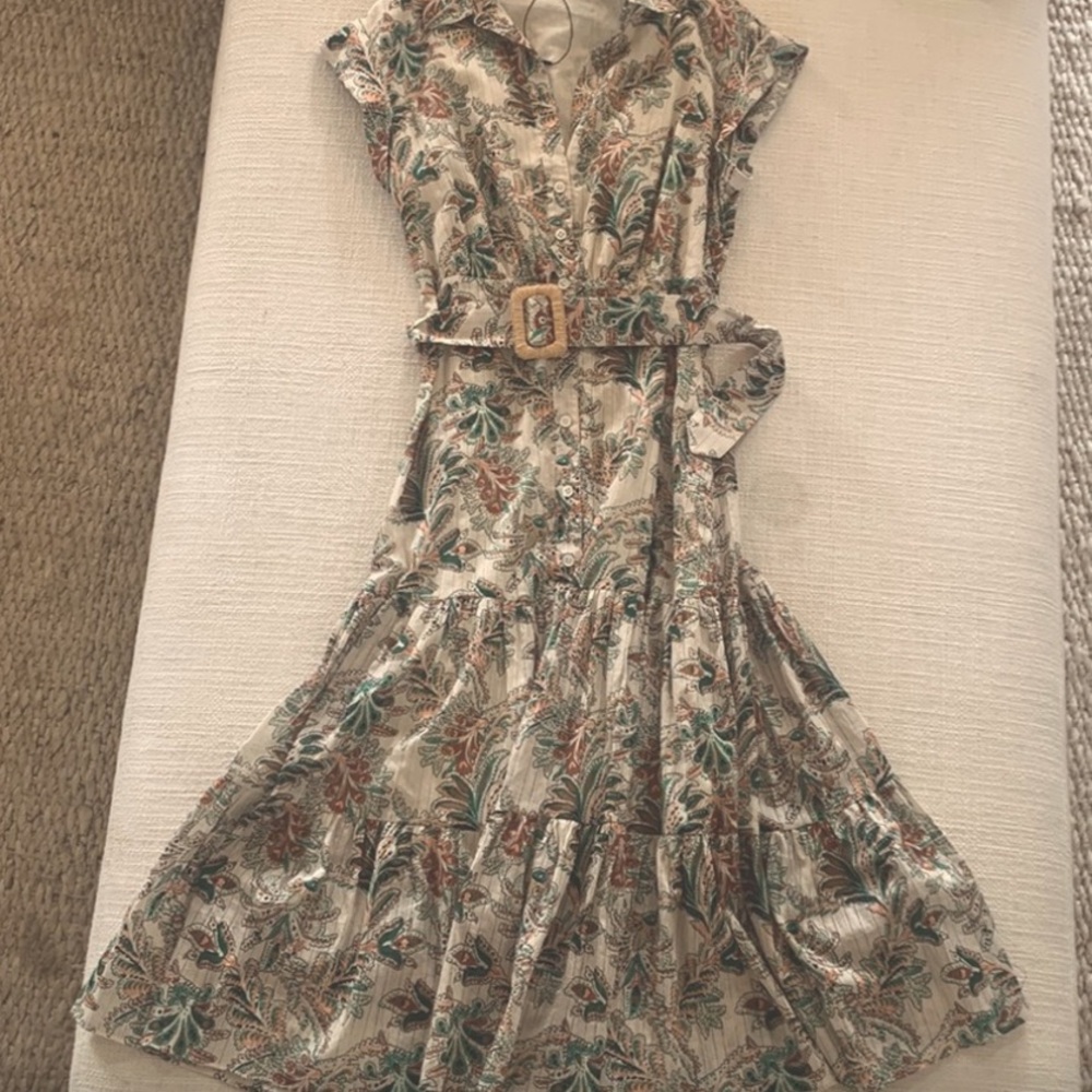 Veronica Beard Vanessa Belted Cotton Dress -4-New